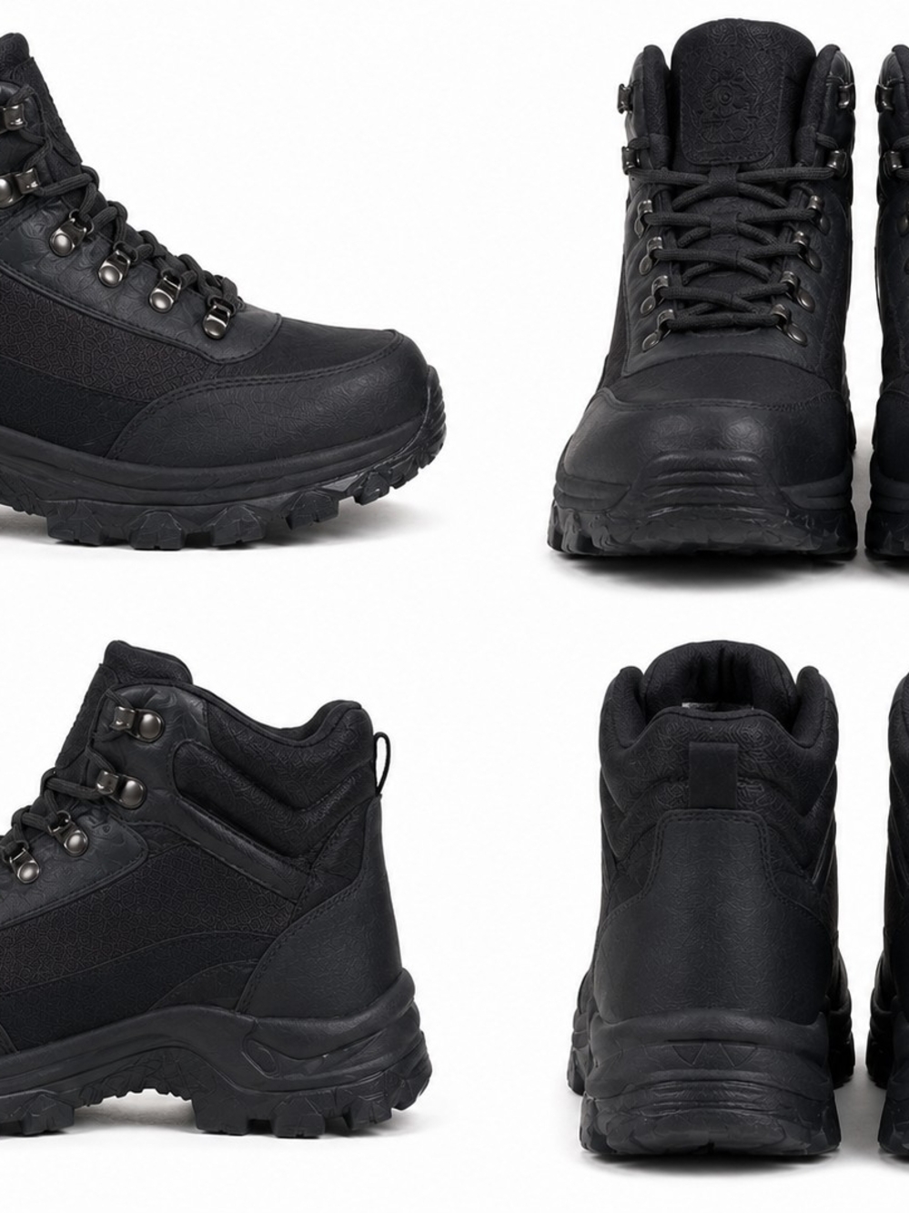Men's Black Outdoor Work Boots - Rugged Lace-Up Support Size 8